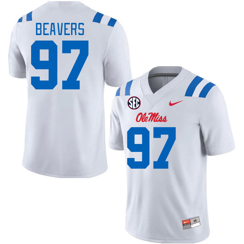 Men #97 Kamron Beavers Ole Miss Rebels 2024 New Uniforms College Football Jerseys Stitched-White